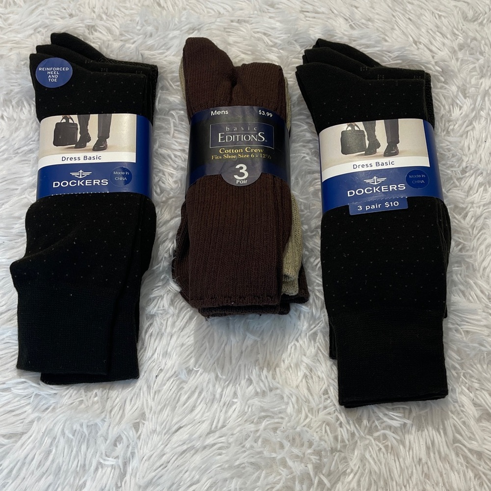 Dockers, Basic Editions Men's Dress Socks - Black and Brown Set SIZE 6-12, 8-12